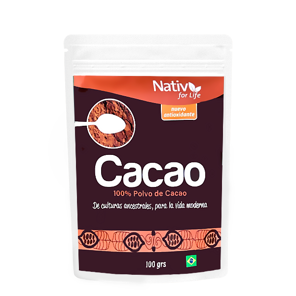 100% cacao, sin gluten, vegano, 100% natural, antioxidante, energía, chocolate, nativ for life