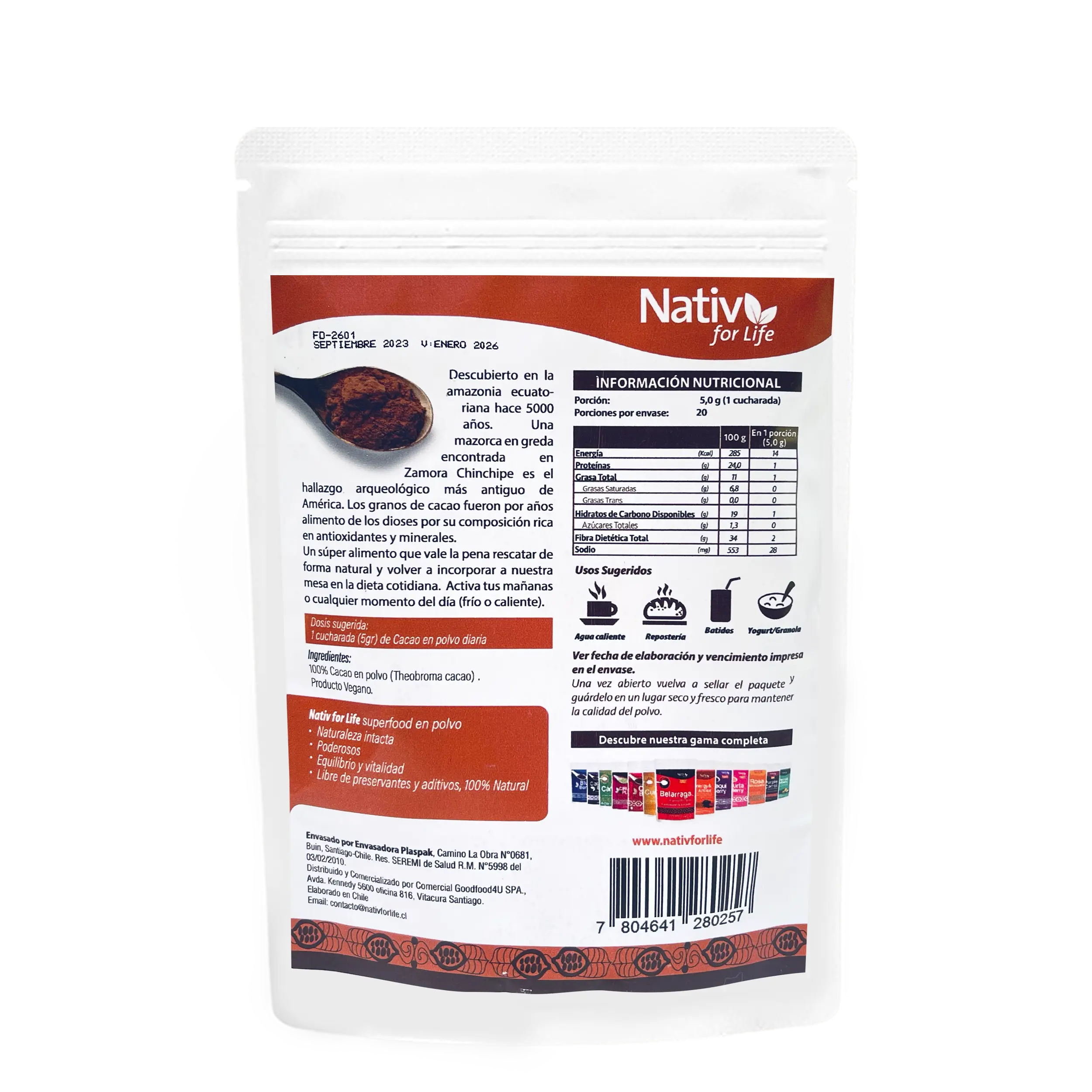 Cacao polvo liofilizado - Nativ For Life