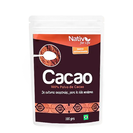 100% cacao, sin gluten, vegano, 100% natural, antioxidante, energía, chocolate, nativ for life, cacao