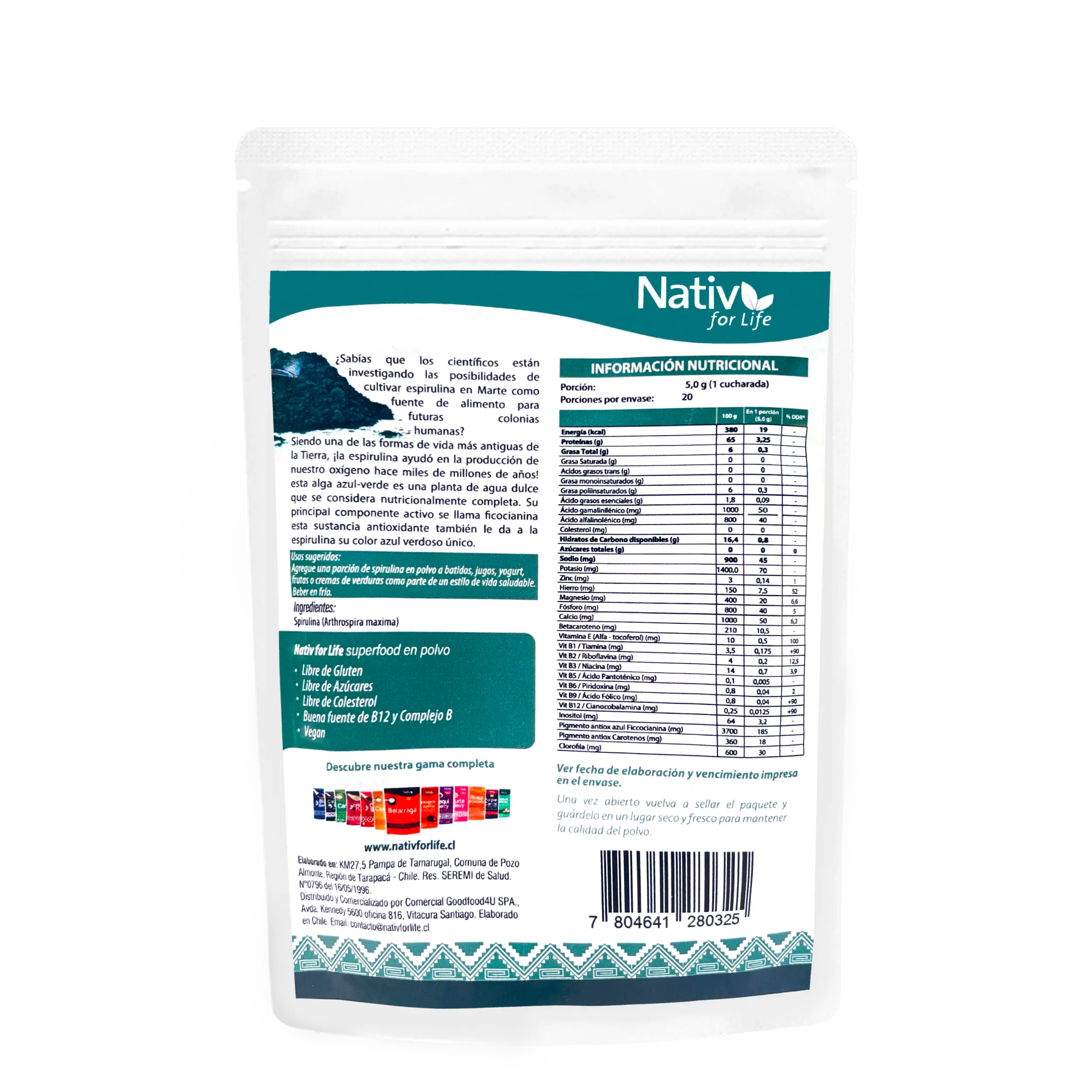 Espirulina polvo liofilizado - Nativ For Life