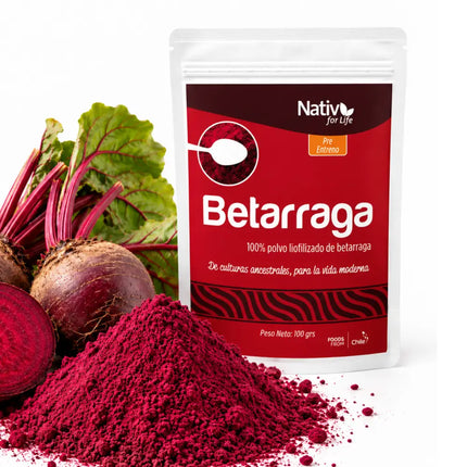 Betarraga en polvo liofilizado 100 g | Nativ for Life - Doy Pack