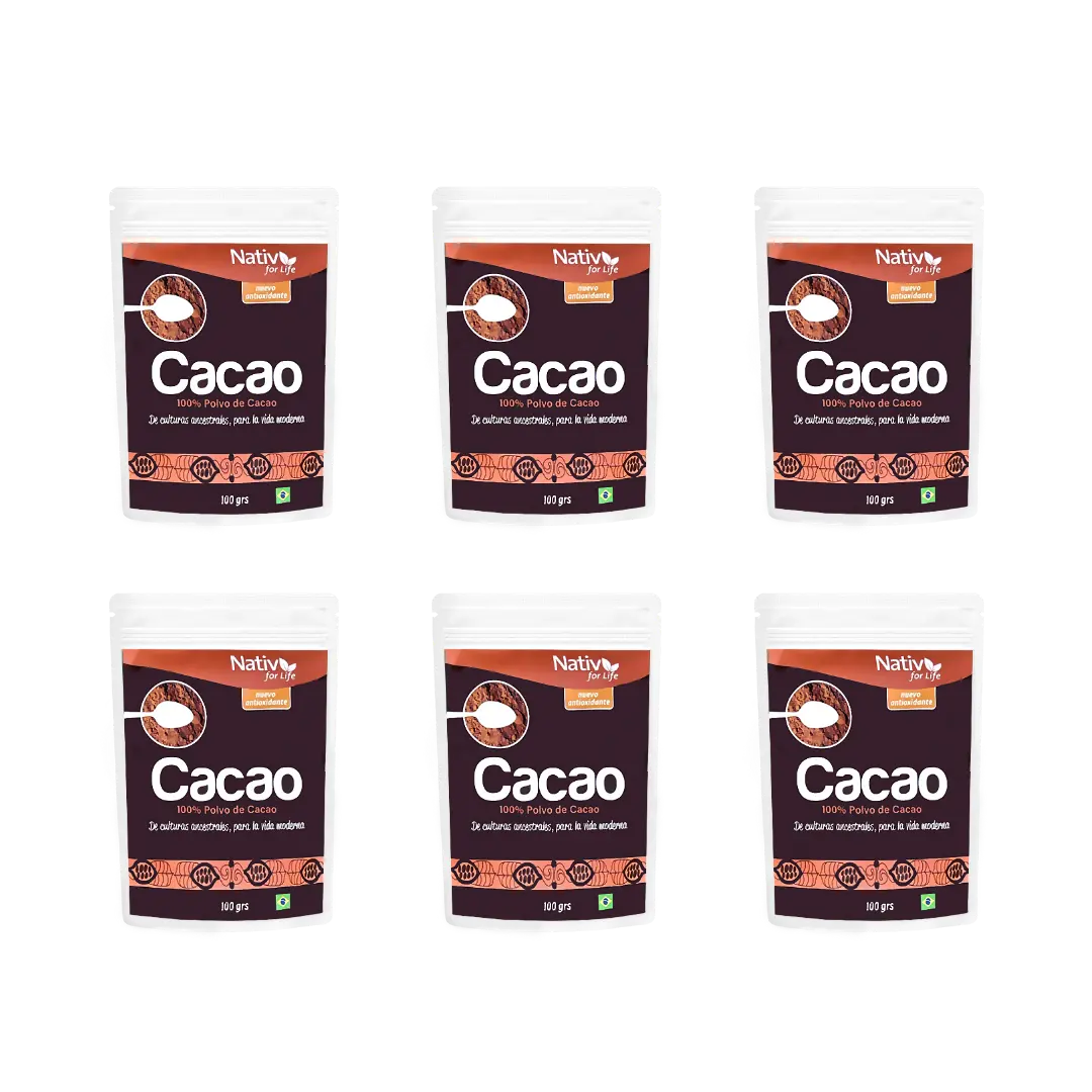 Six Cacao 100% Doy Pack polvo liofilizado Nativ For Life