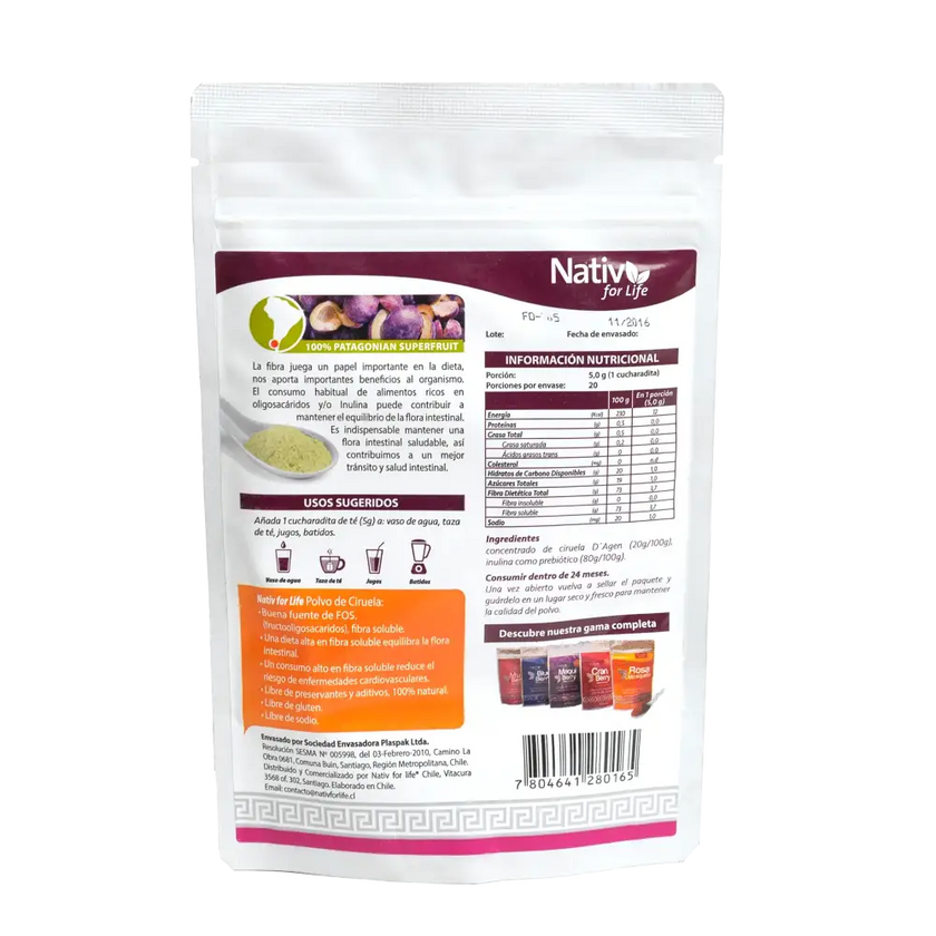 ciruela plums, nativ for life, 100% natural, sin gluten, vegano, dispersable, natural, estreñimiento, 100% fruta, antioxidante