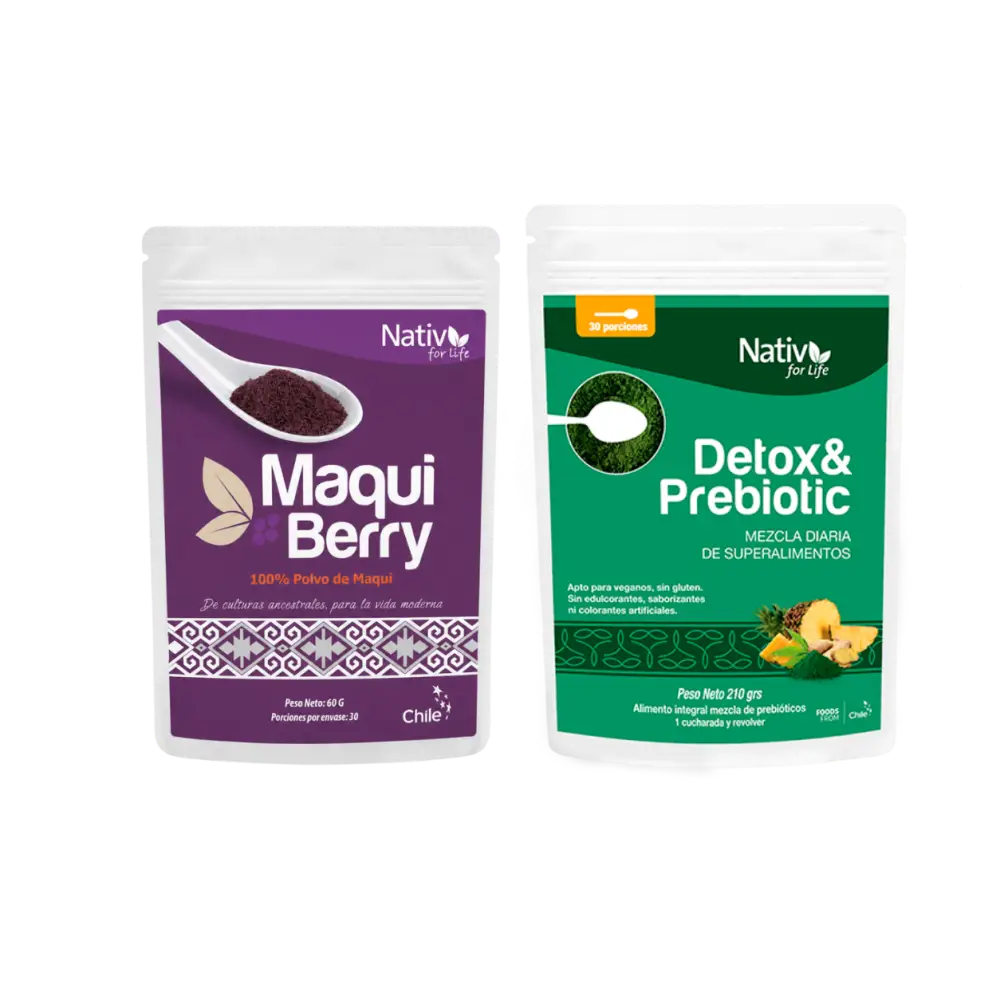 Dúo Balance | Maqui Berry Liofilizado + Detox + Prebióticos | Antioxidantes y digestión - Doy Pack