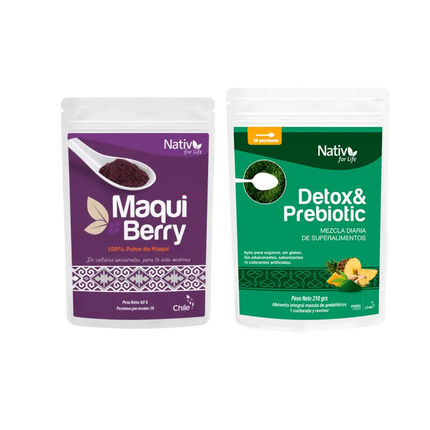 Dúo Balance | Maqui Berry Liofilizado + Detox + Prebióticos | Antioxidantes y digestión - Doy Pack