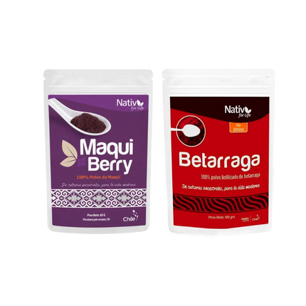 Dúo Maqui Berry Liofilizado + Betarraga | Antioxidantes y energía - Pack