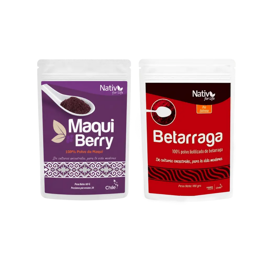 Dúo Maqui Berry Liofilizado + Betarraga | Antioxidantes y energía - Pack