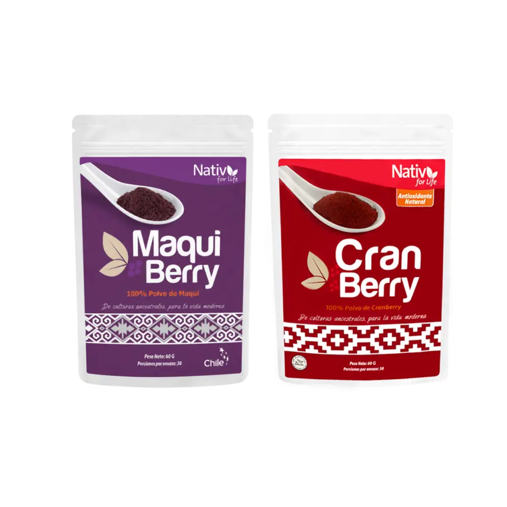 Dúo Maqui Berry Liofilizado + Cranberry | Antioxidantes vitamina C y defensas - Pack