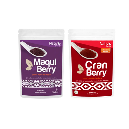 Dúo Maqui Berry Liofilizado + Cranberry | Antioxidantes vitamina C y defensas - Pack