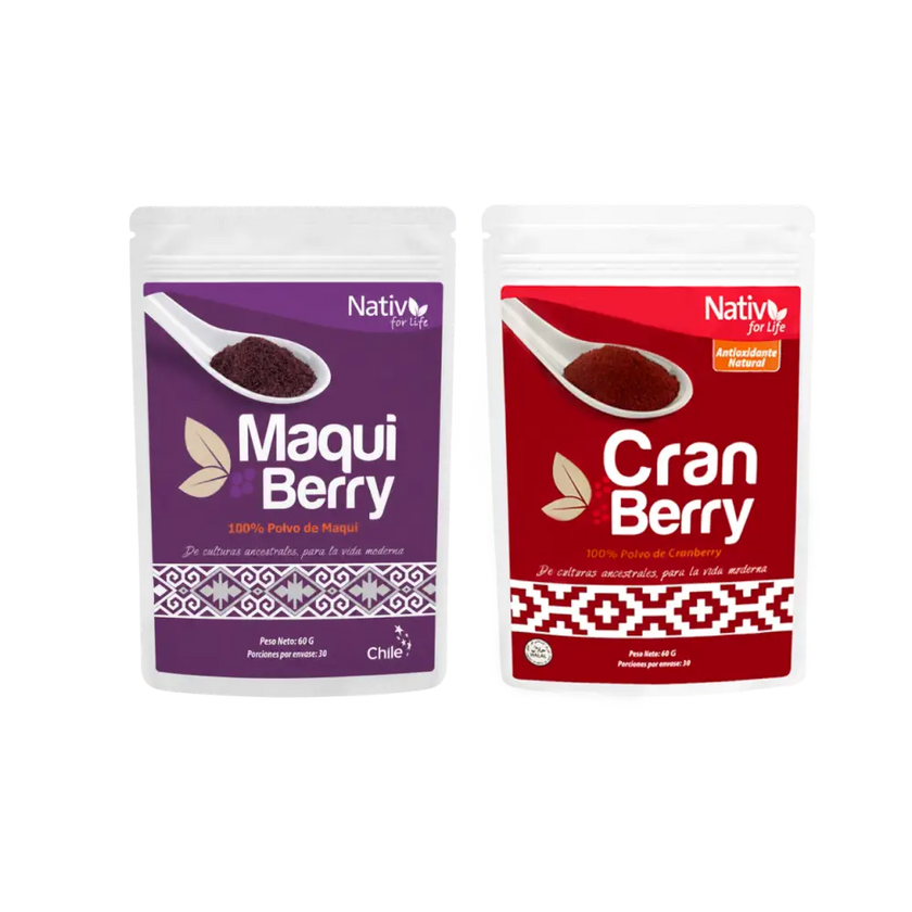 Dúo Maqui Berry Liofilizado + Cranberry | Antioxidantes vitamina C y defensas - Pack