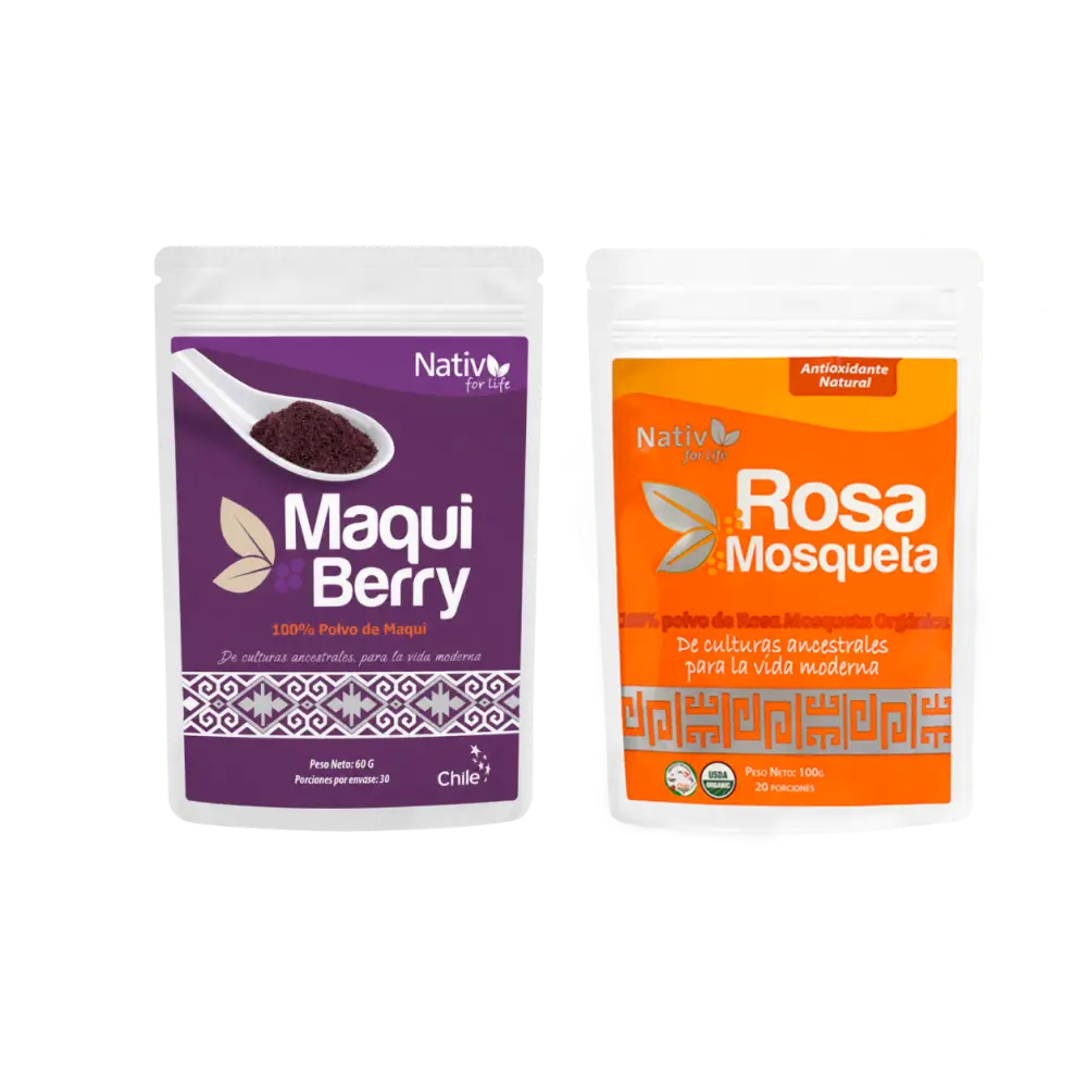 Dúo Maqui Berry Liofilizado + Rosa Mosqueta | Antioxidantes piel y articulaciones - Pack