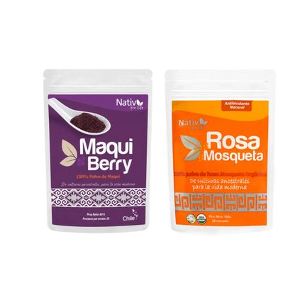 Dúo Maqui Berry Liofilizado + Rosa Mosqueta | Antioxidantes piel y articulaciones - Pack