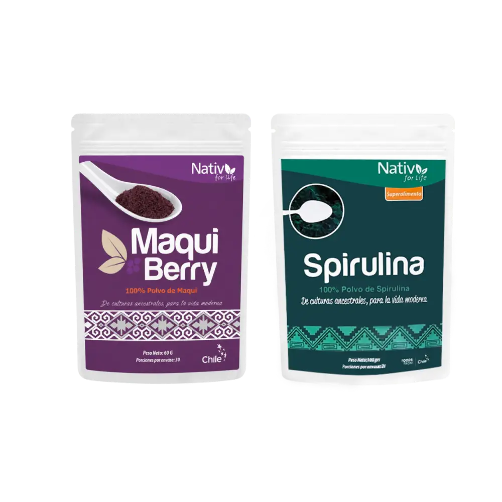 Dúo Power | Maqui Berry Liofilizado + Espirulina | Antioxidantes y nutrición vegetal - Doy Pack