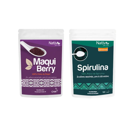 Dúo Power | Maqui Berry Liofilizado + Espirulina | Antioxidantes y nutrición vegetal - Doy Pack