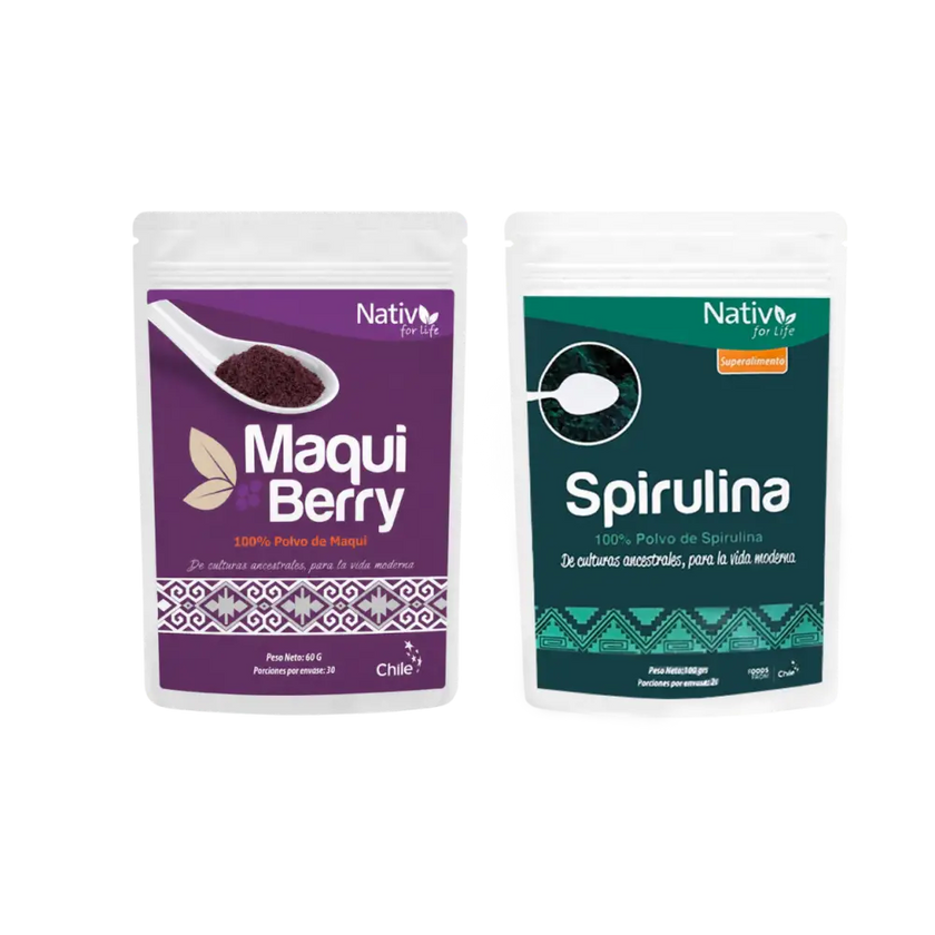 Dúo Power | Maqui Berry Liofilizado + Espirulina | Antioxidantes y nutrición vegetal - Doy Pack