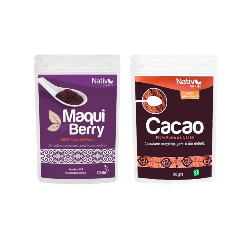 Dúo Vitalidad | Maqui Berry Liofilizado + Cacao | Antioxidantes y energía - Doy Pack