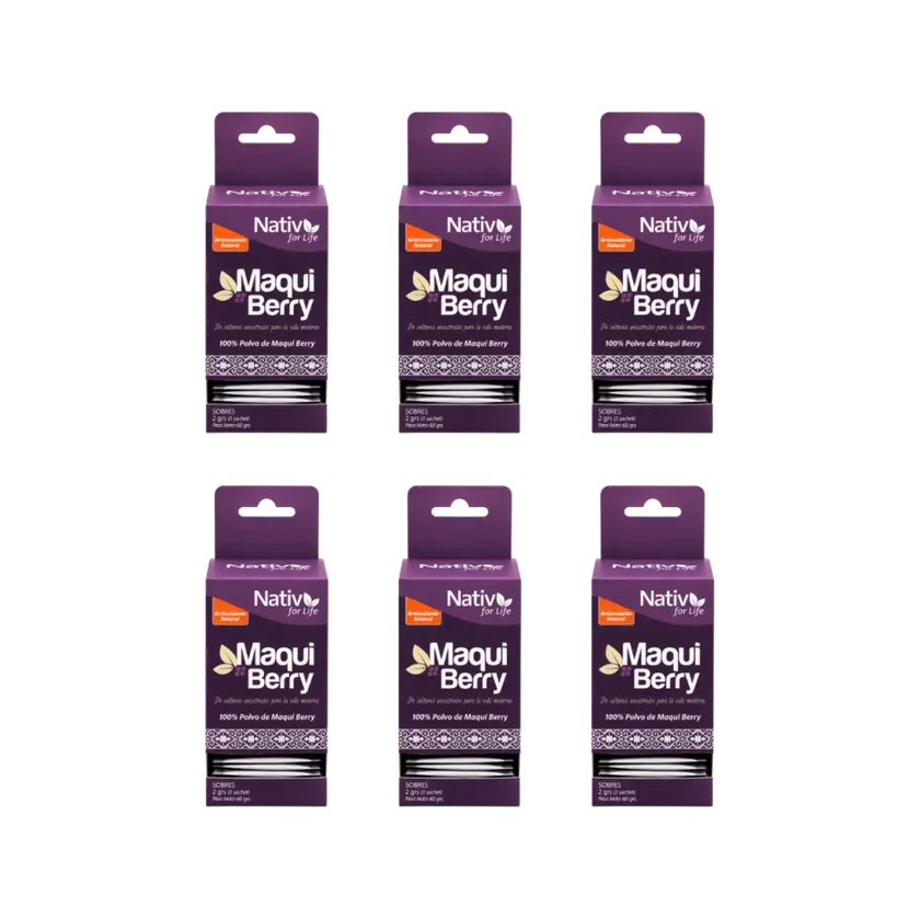 Pack 6 Maqui Berry Liofilizado Sachet | Potencia antioxidante | 6x5 - Caja Sachet 6 Und
