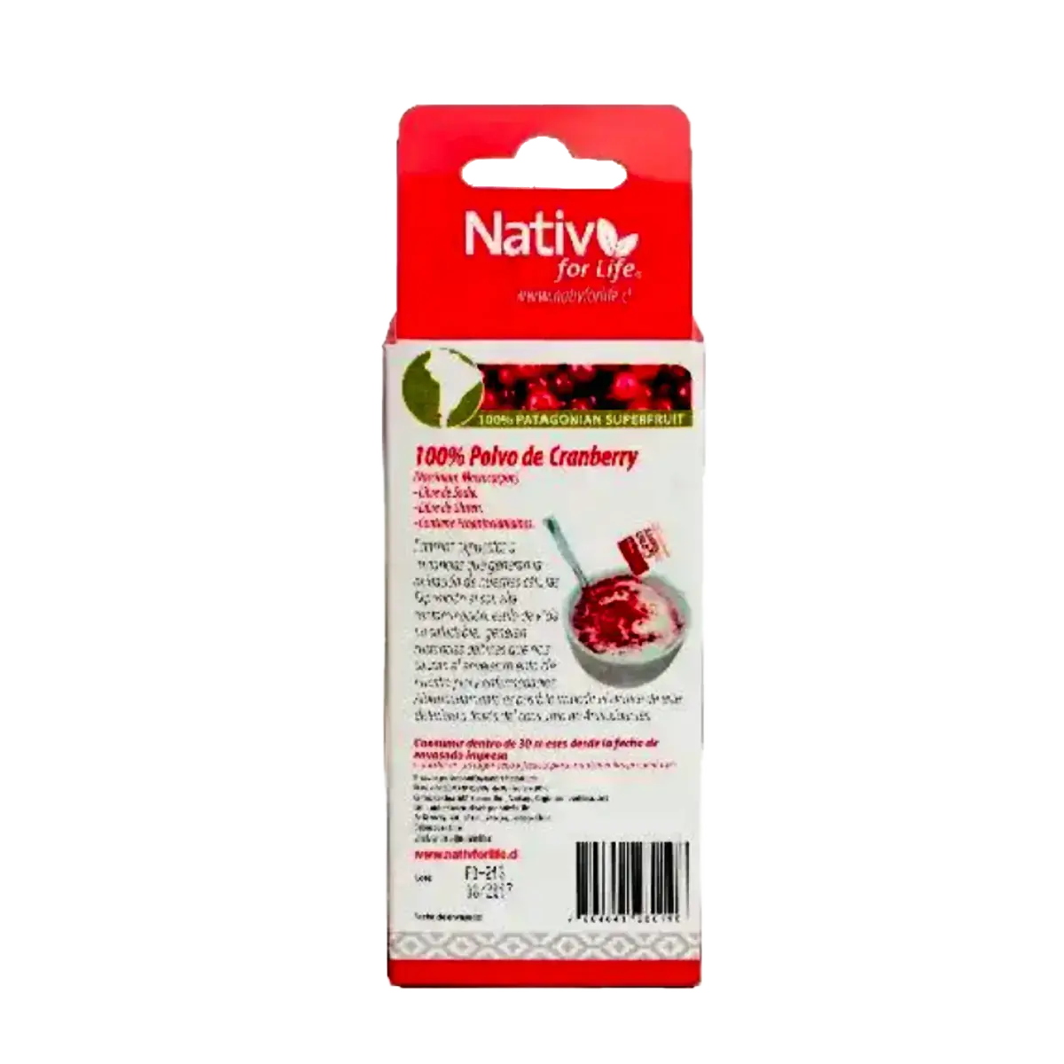 Cranberry Sachet polvo liofilizado - Nativ For Life