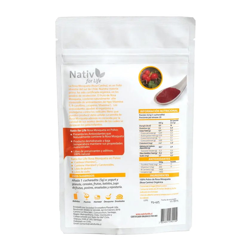 Rosa Mosqueta polvo liofilizado - Nativ For Life
