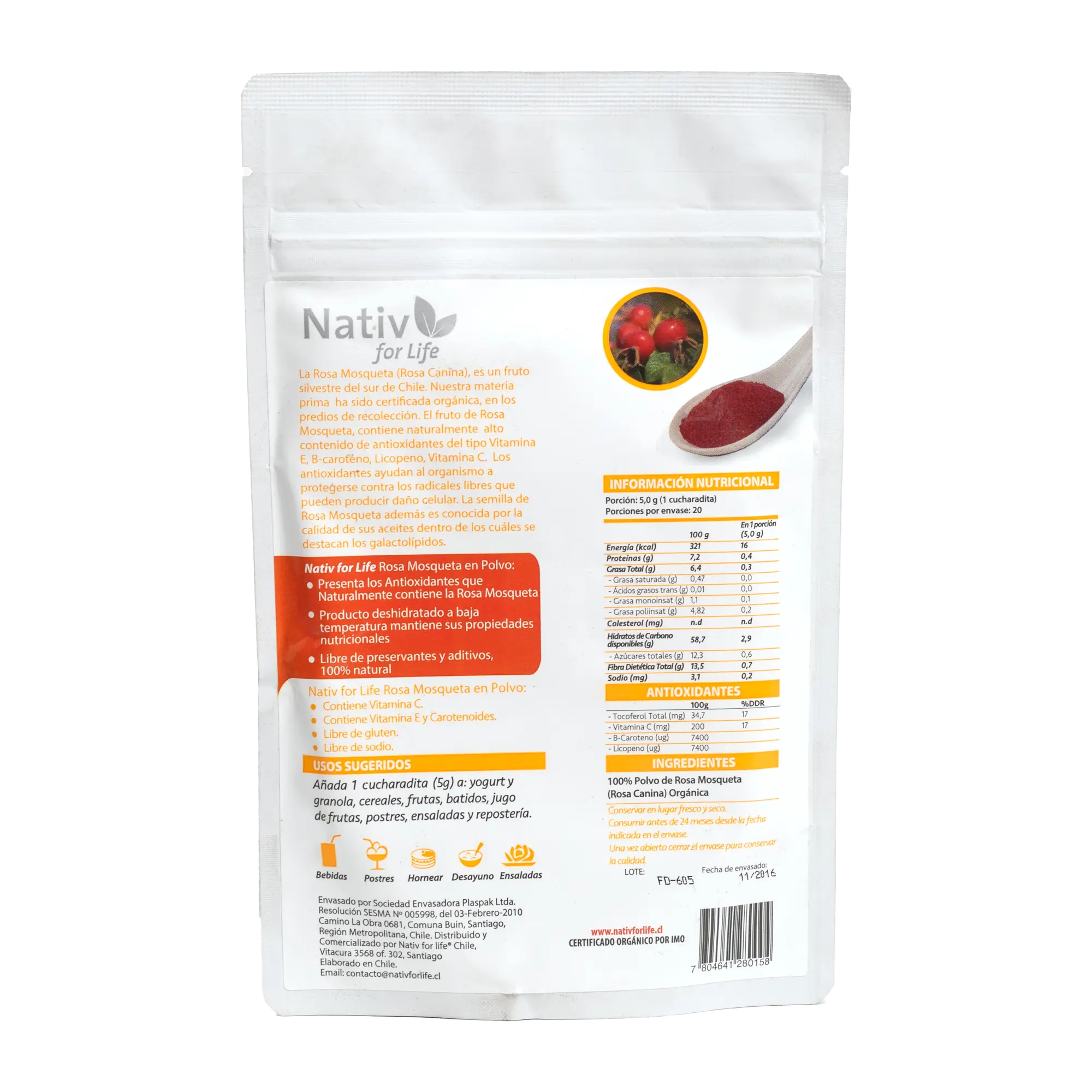 Rosa Mosqueta polvo liofilizado - Nativ For Life